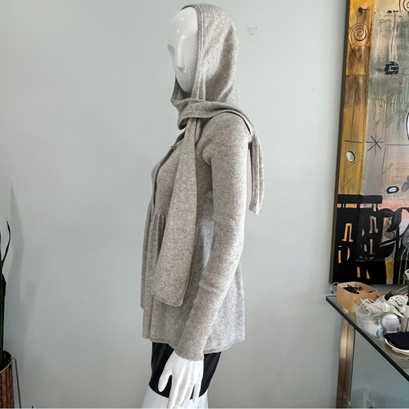 Rebecca Taylor Silk & Cashmere Peplum Cardigan With Tie-Hoodie - Picture 6 of 14